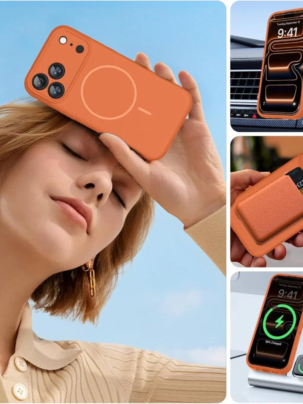 iPhone 17 Pro Magnetic Case MagSafe Shockproof Orange Cover